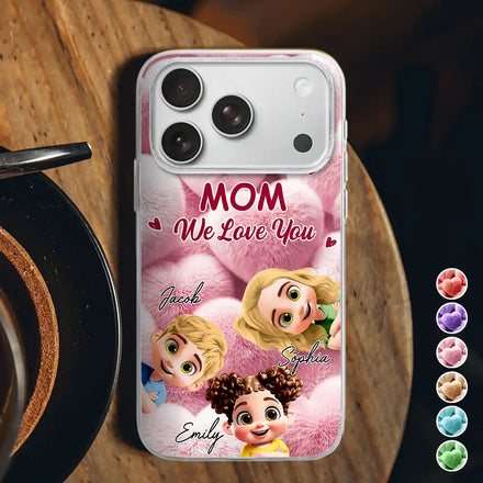 Realistic 3D Furry Effect Grandma Mom We Love You - Personalized Clear Phone Case
