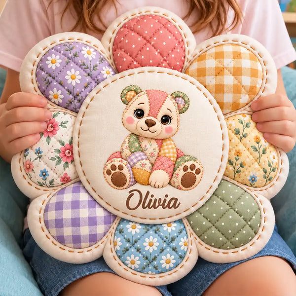 Adorable,Gift For Kids,Icon - Gift For Kids - Personalized Patchwork Animal And Name Vintage Quilt Print Pillow