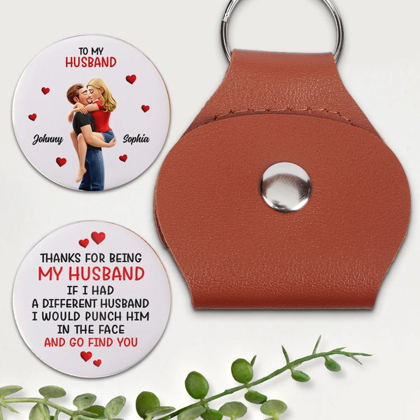 Gift For Couples,Gift For Husband,Gift For Boyfriend,Love - Thanks For Being My Husband - Personalized Leather Pocket Hug