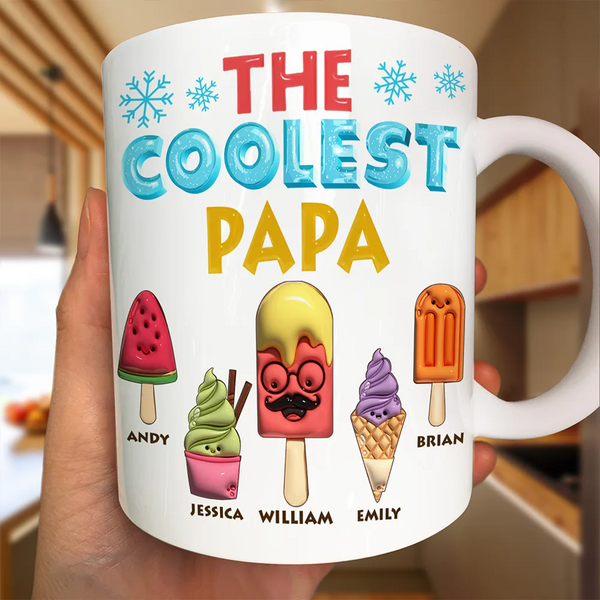Gift For Grandpa, Gift For Father, Funny - The Coolest Pop Funny 3D Effect Cartoon Ice Cream - Personalized Mug