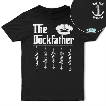 The Dockfather Nautical Dad Custom Kid Name - Personalized T Shirt