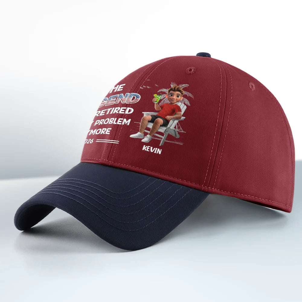 Happy,Gift For Father,Gift For Grandpa,Gift For Men,Retirement,Independence Day,America 250th,Vector,Humorous - The Legend Has Retired American Dad Grandpa - Personalized Two Tone Cap