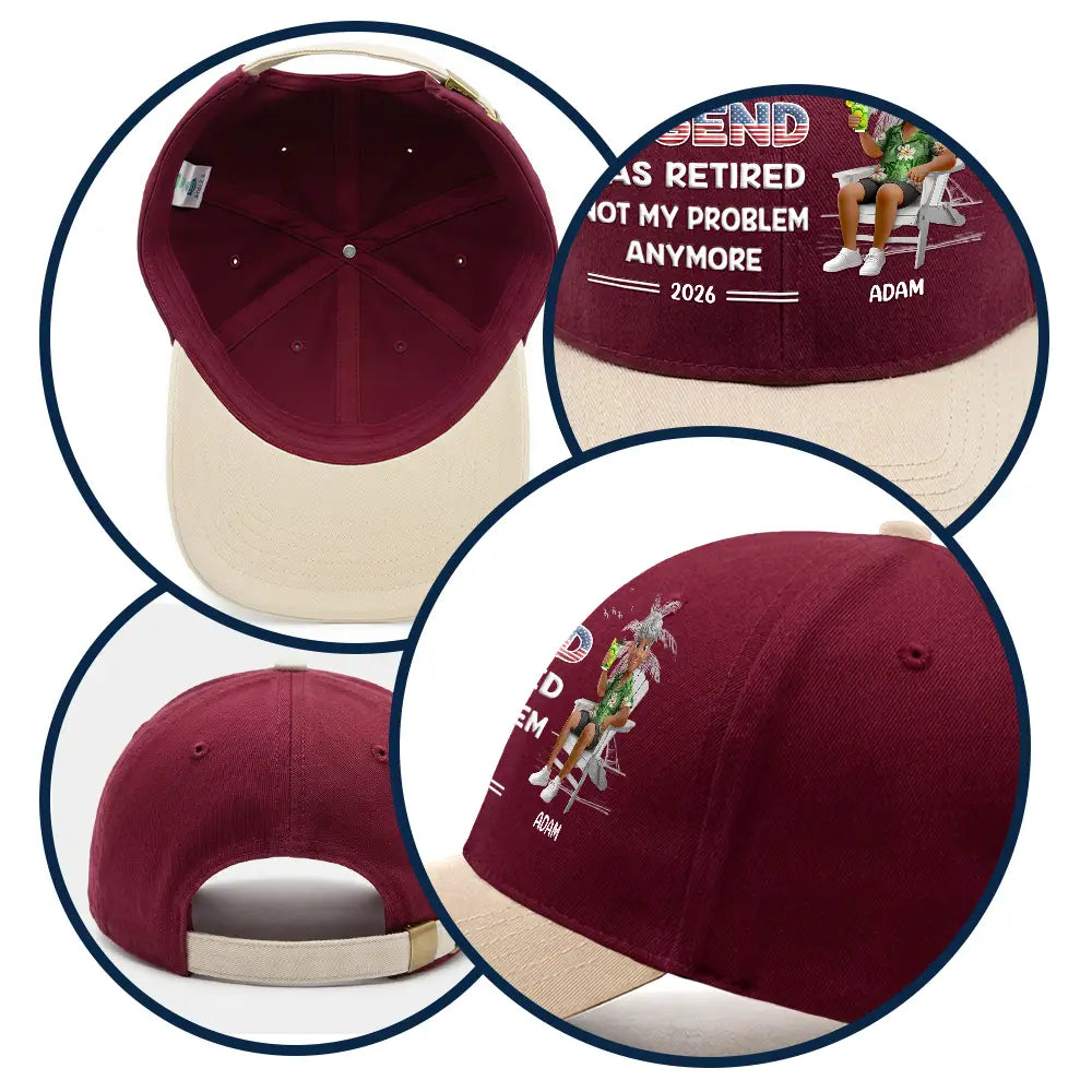 Happy,Gift For Father,Gift For Grandpa,Gift For Men,Retirement,Independence Day,America 250th,Vector,Humorous - The Legend Has Retired American Dad Grandpa - Personalized Two Tone Cap
