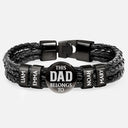 Gift For Father, Parents, Gift For Mother, Happy, Gift For Husband, Gift For Wife, Gift For Grandpa, Gift For Grandma - This Dad Belongs To - Personalized Leather Braided Bracelet