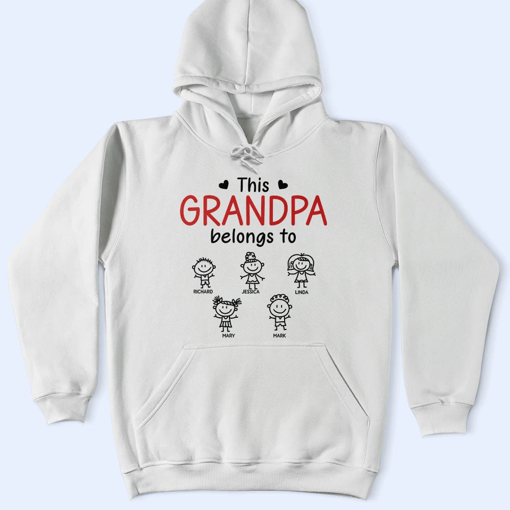 Gift For Grandpa,Gift For Father,Love, Top Market - This Grandpa Belongs To Kid Stick Figures - Personalized T Shirt