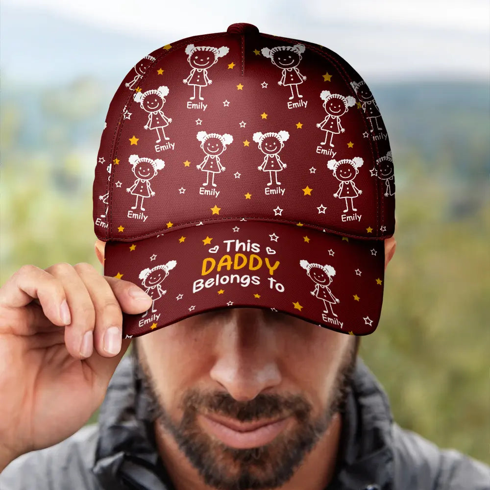 Gift For Grandpa,Gift For Grandma,Gift For Mother,Gift For Father,Happy - This Grandpa Dad Belongs To Kids Pet - Personalized Classic Cap