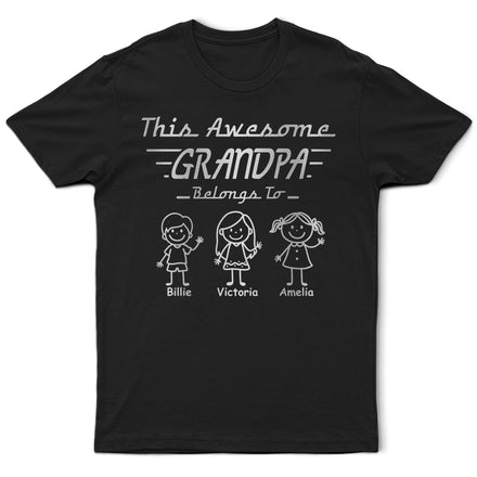 This Grandpa Dad Belongs To Kids Pet Stick Figures - Personalized T Shirt