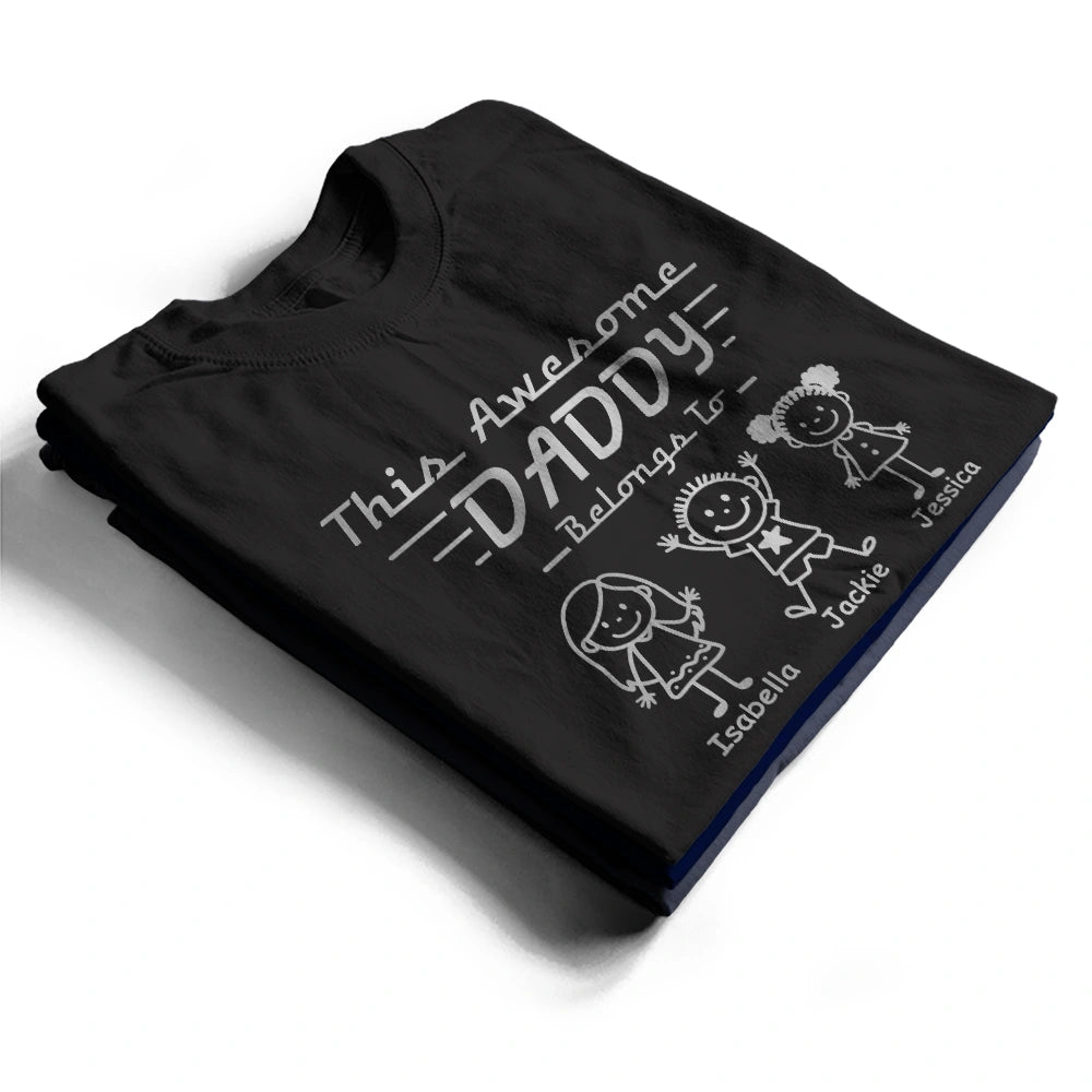 Gift For Grandpa,Gift For Father,Non-Eng,Icon,Proud - This Grandpa Dad Belongs To Kids Pet Stick Figures - Personalized T Shirt