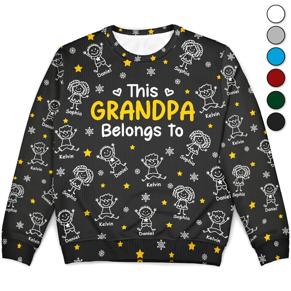This Grandpa Grandma Belongs To Kids Pet - Personalized Unisex Ugly Sweater