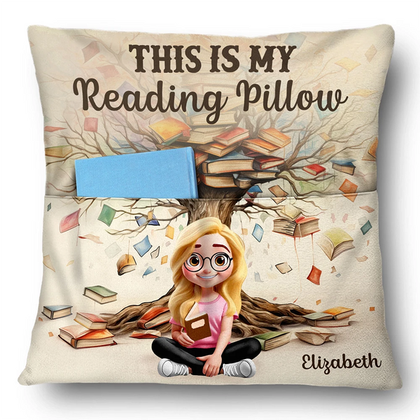 Reading,Gift For Yourself,Gift For Women,Happy - This Is My Reading Pillow Book Tree - Personalized Pocket Pillow