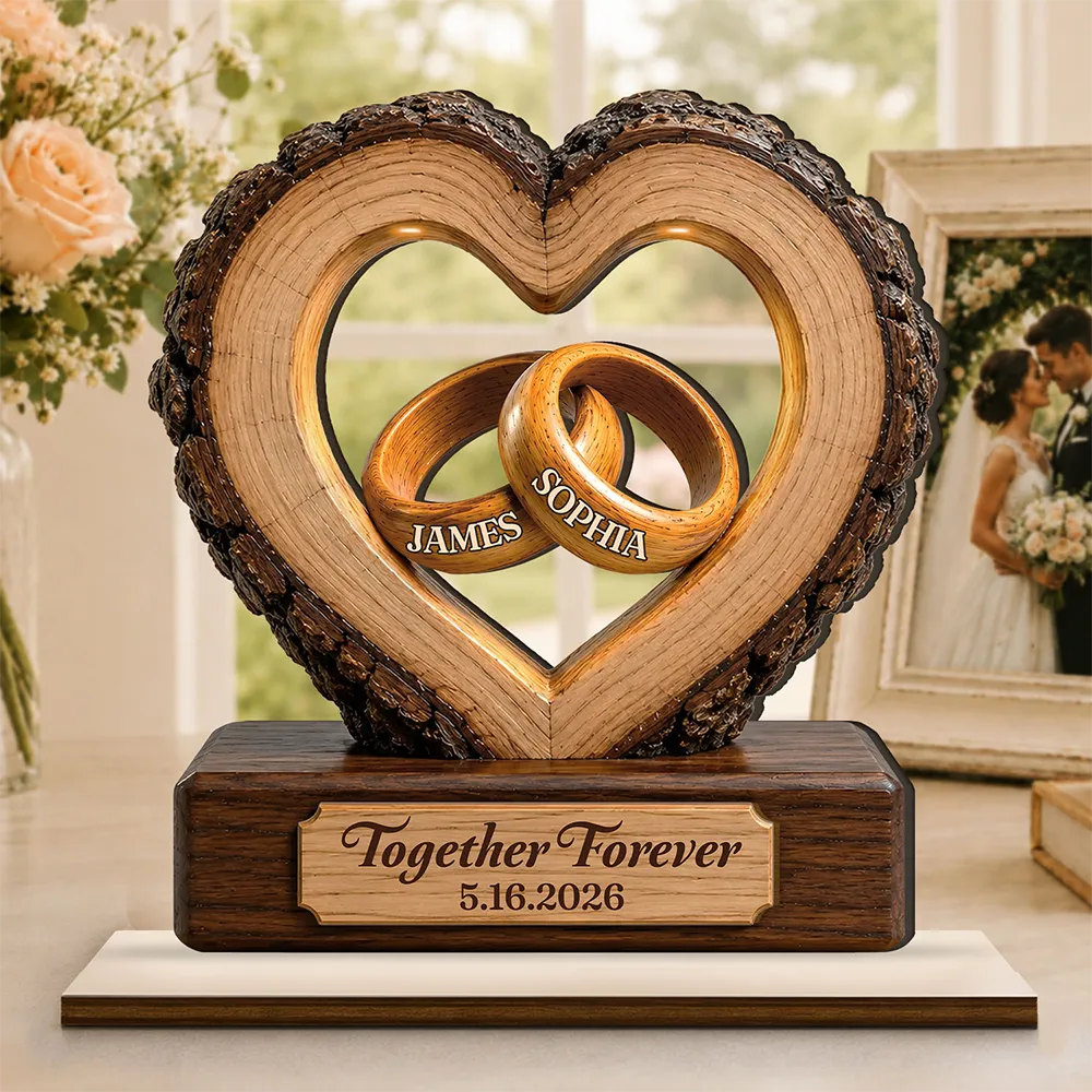 Gift For Couples, Wedding Anniversary, Romantic, Icon - Together Forever Couple Anniversary - Personalized Custom Shaped Wooden Plaque