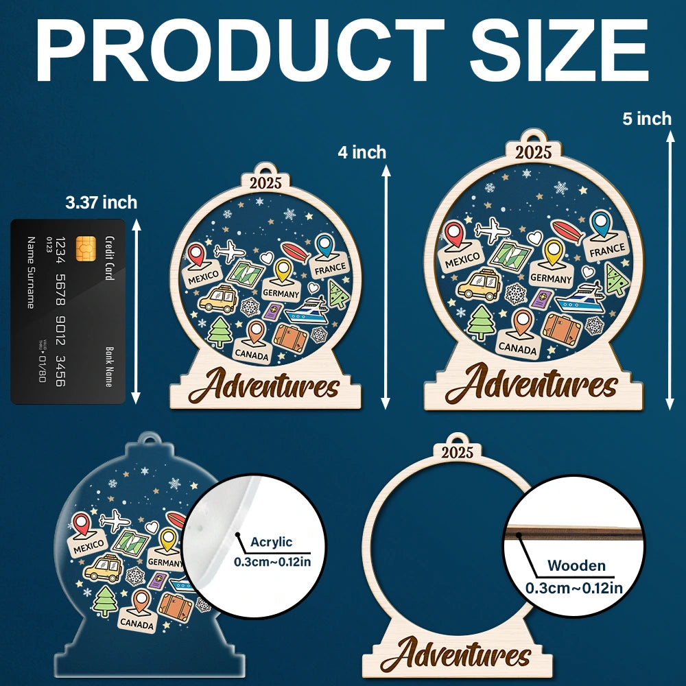 Travel,Gift For Yourself,Happy,Christmas - Travel Goal, Destination Of The Year - Personalized 2-Layered Mix Ornament