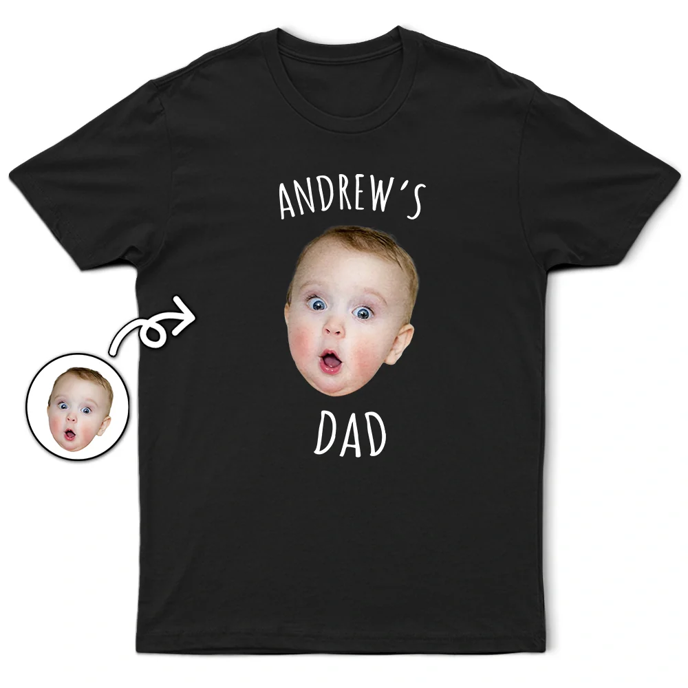 Custom Photo Baby Face Kid Face This Dad Belongs To - Personalized T Shirt