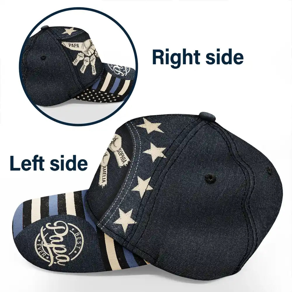 Independence Day,Gift For Men,Gift For Father,Gift For Husband,Gift For Uncle,Gift For Grandpa,Icon,Proud - US Flag Fist Bump Best Dad Grandpa Ever - Personalized Classic Cap