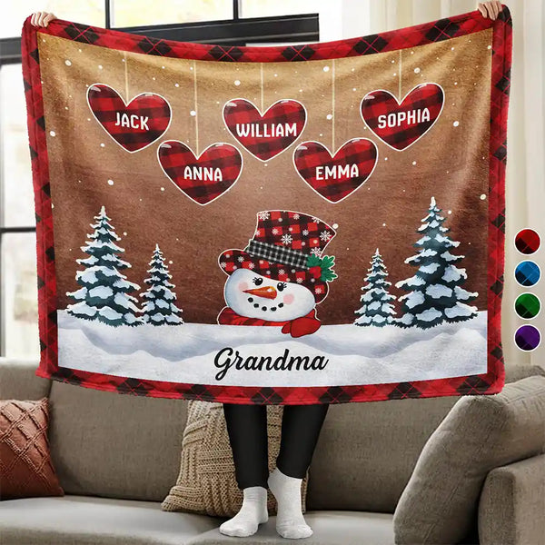 Gift For Grandma, Gift For Grandpa, Gift For Grandparents - Nana Papa Snowwoman Snowman Christmas Grandparents - Personalized Wearable Blanket