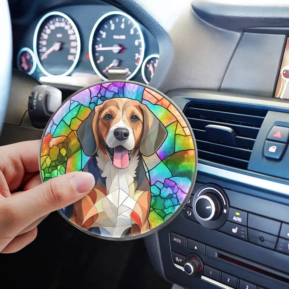 Gift For Wife,Gift For Mother,Gift For Grandma,Love,Family - Custom Photo Stained Glass Portrait Mom Grandma Parents Family - Personalized Custom Shaped Acrylic Car Visor Clip