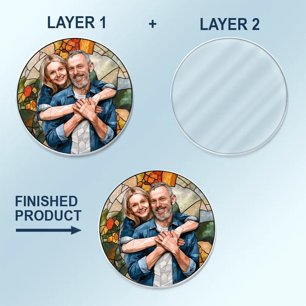 Gift For Wife,Gift For Mother,Gift For Grandma,Love,Family - Custom Photo Stained Glass Portrait Mom Grandma Parents Family - Personalized Custom Shaped Acrylic Car Visor Clip