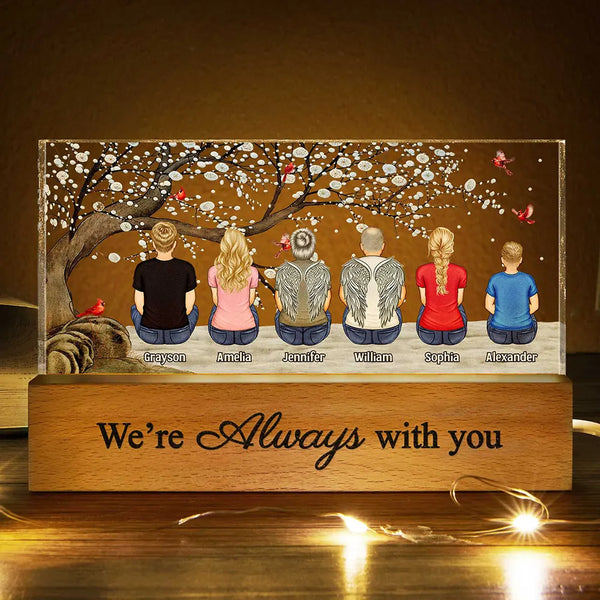 Love,Memorial,Family,Parents,Gift For Grandparents,Gift For Sibling - We're Always With You Memorial Family - Personalized Rectangle LED Light
