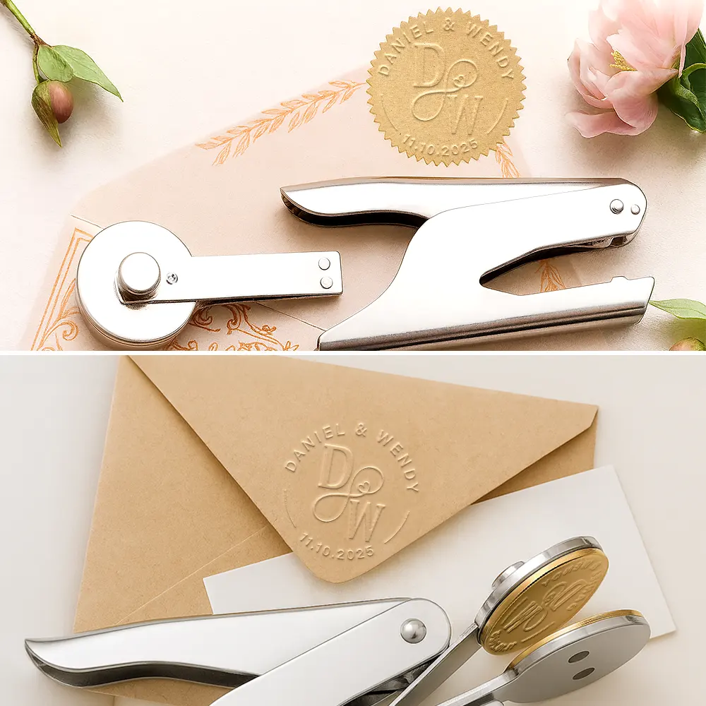 Love,Wedding,Wedding Anniversary,Gift For Couples,Engaged - Wedding Couple - Personalized Embosser Stamp