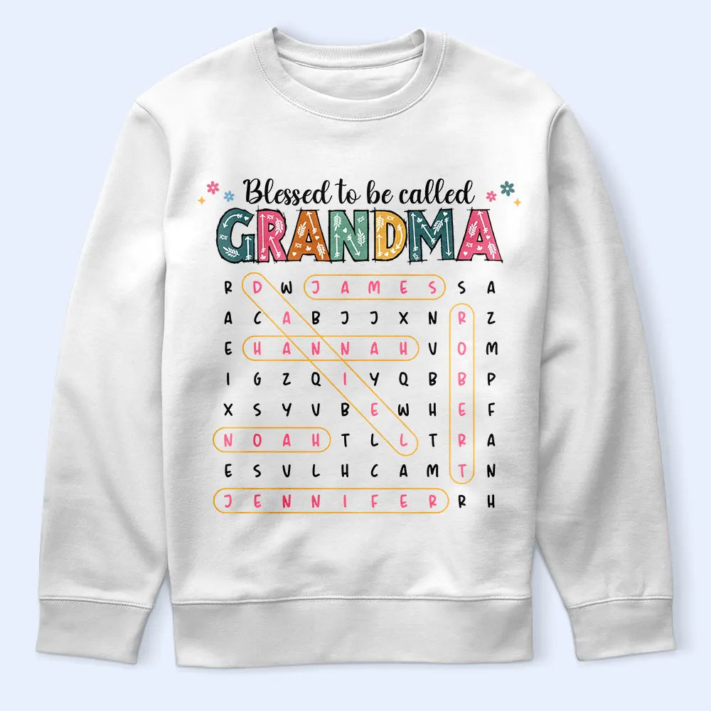 Gift For Grandma,Gift For Mother,Gift For Women,Happy,Top Market - Word Search Puzzle Blessed To Be Called Grandma Nana - Personalized T Shirt