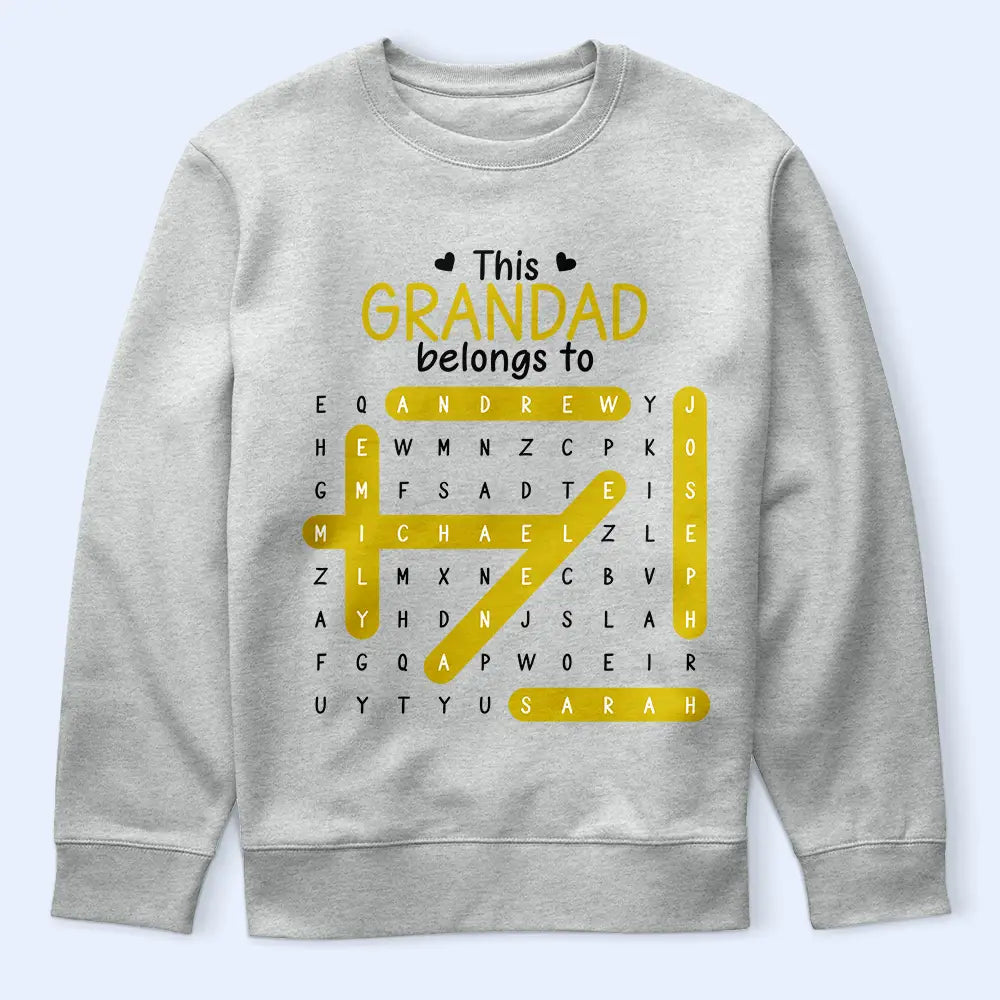 Gift For Grandpa,Gift For Grandma,Gift For Women,Gift For Men,Gift For Mother,Gift For Father - Word Search Puzzle This Grandpa Grandma Belongs To Kids - Personalized T Shirt