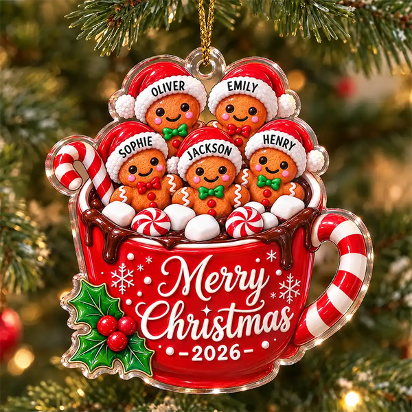 Christmas,Family,Happy,Top Market,Vector - Christmas Gift For Family - Personalized Gingerbread Acrylic Ornament