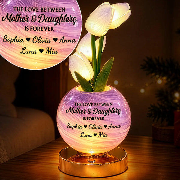 Christmas,Custom Text,Gift For Mother,Gifts For Her,Indoor Decor,Sentimental - Christmas Home Bedside Cozy Decor Gift For Mom From Daughter, Mother Daughter - Personalized With Name And Message Tulip LED Night Light