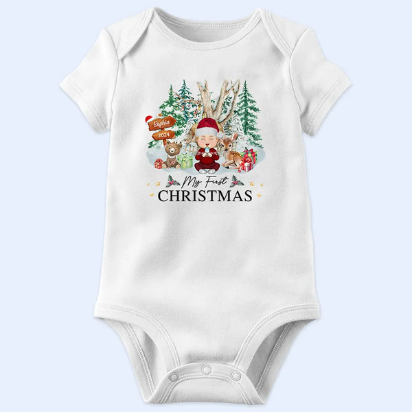 Christmas,Happy,Gift For Kids,Grandpa - Grandkids,New baby - Baby's First Christmas - Personalized Baby Onesie