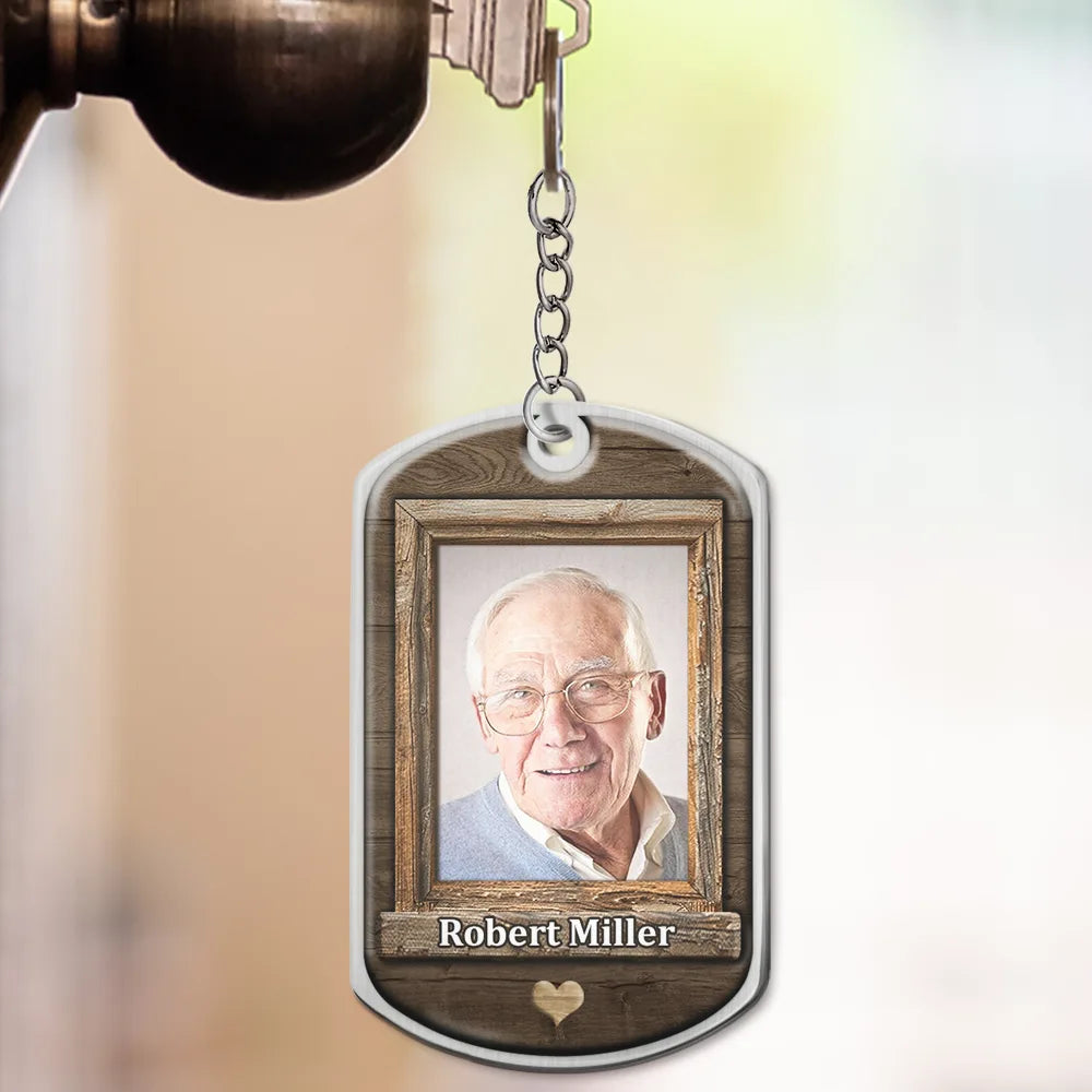 Gift For Mother,Memorial - Custom Photo Though I Cannot See You You're Always By My Side - Personalized Aluminum Keychain