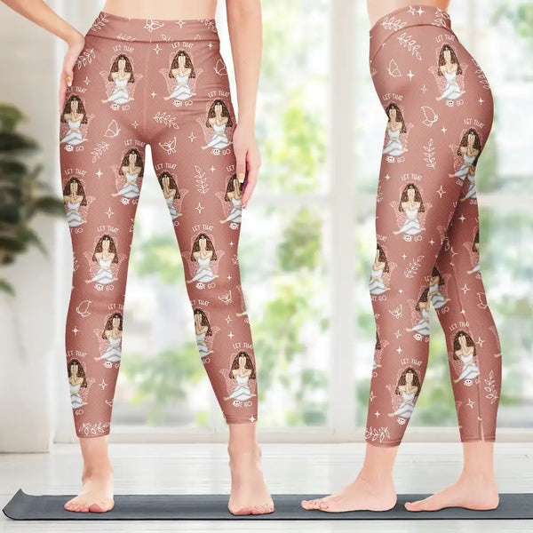 Gift For Yourself, Gift For Women, Yoga, Funny - Yoga Let That Go - Personalized Leggings