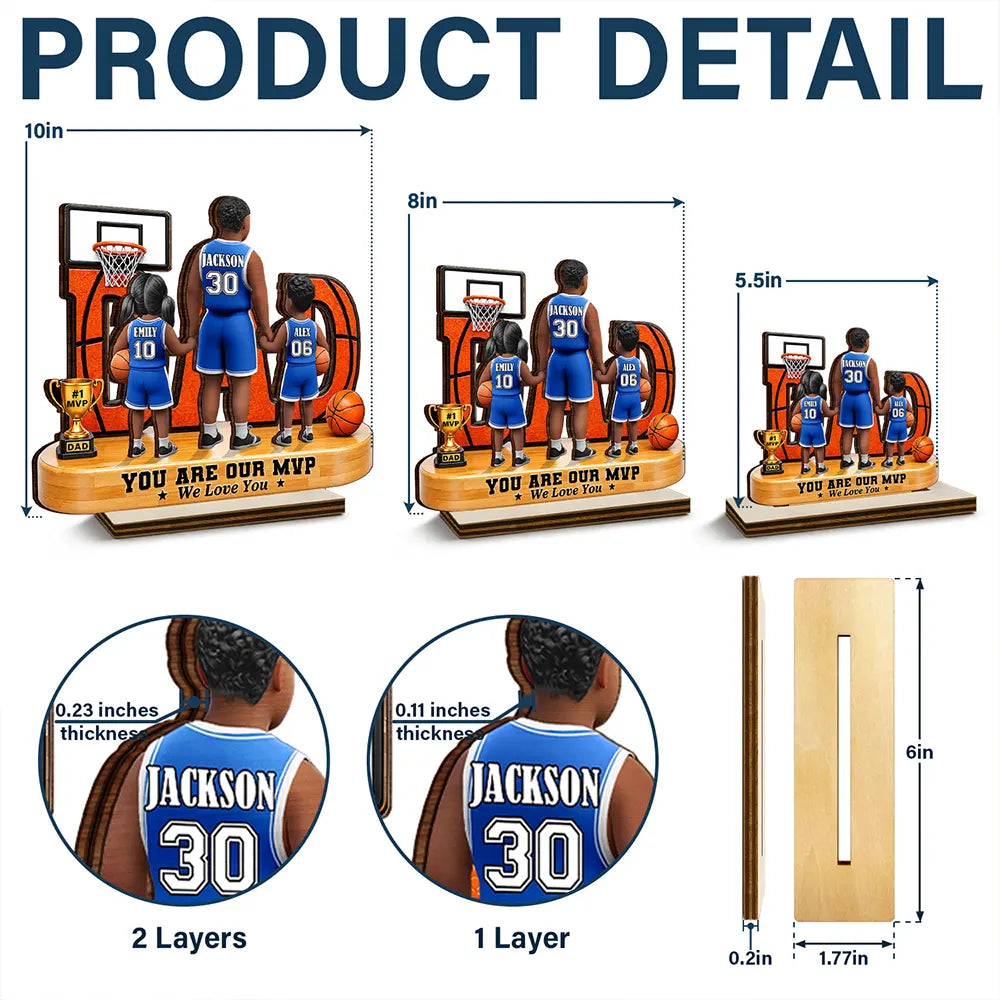 Gift For Father,Top Market,Basketball,Proud,Vector - You Are Our MVP - Personalized Custom Shaped Wooden Plaque