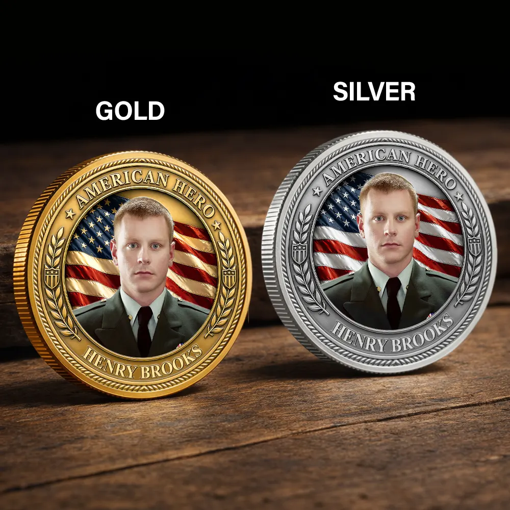 Independence Day,Veteran,Top Market,Photo,Proud - Custom Photo American Hero 250 Years Of Freedom - Personalized Commemorative Keepsake Coin