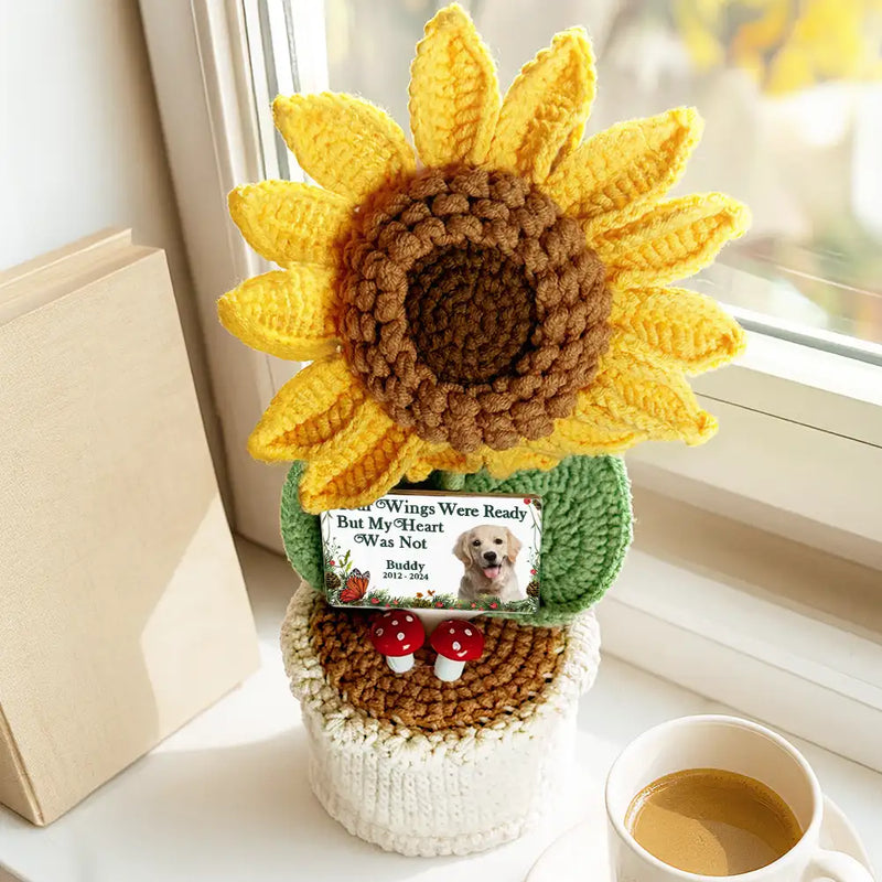 Memorial,Custom Photo,Love,Pet Lovers - Custom Photo Memorial Your Light Will Always Shine In My Heart - Personalized Crochet Plant Pot