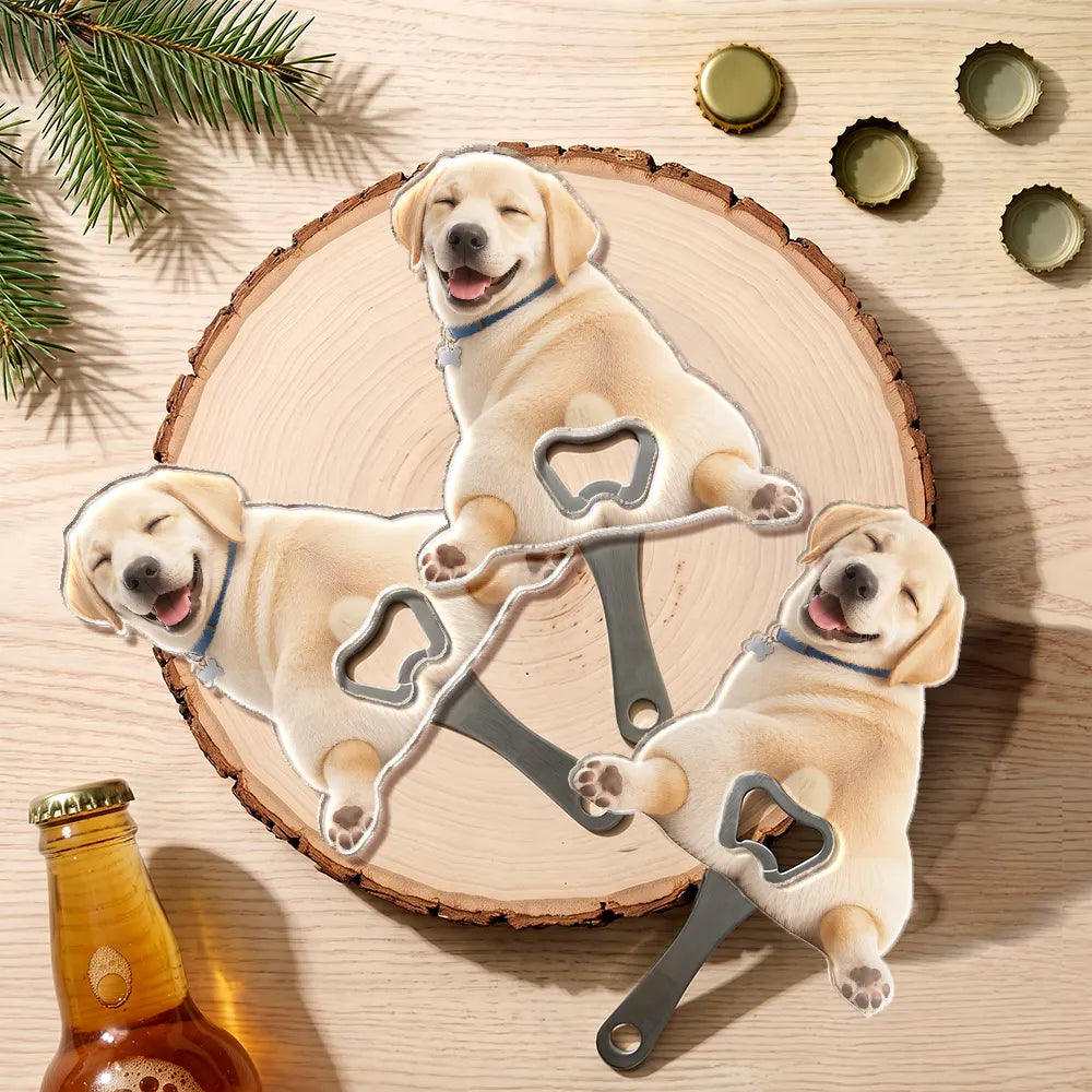 Art Design,Humorous,Pet Lovers,Photo - Squishy Pet Butt - Custom Photo Funny Dog Cat Pet - Personalized Custom Shaped Bottle Opener