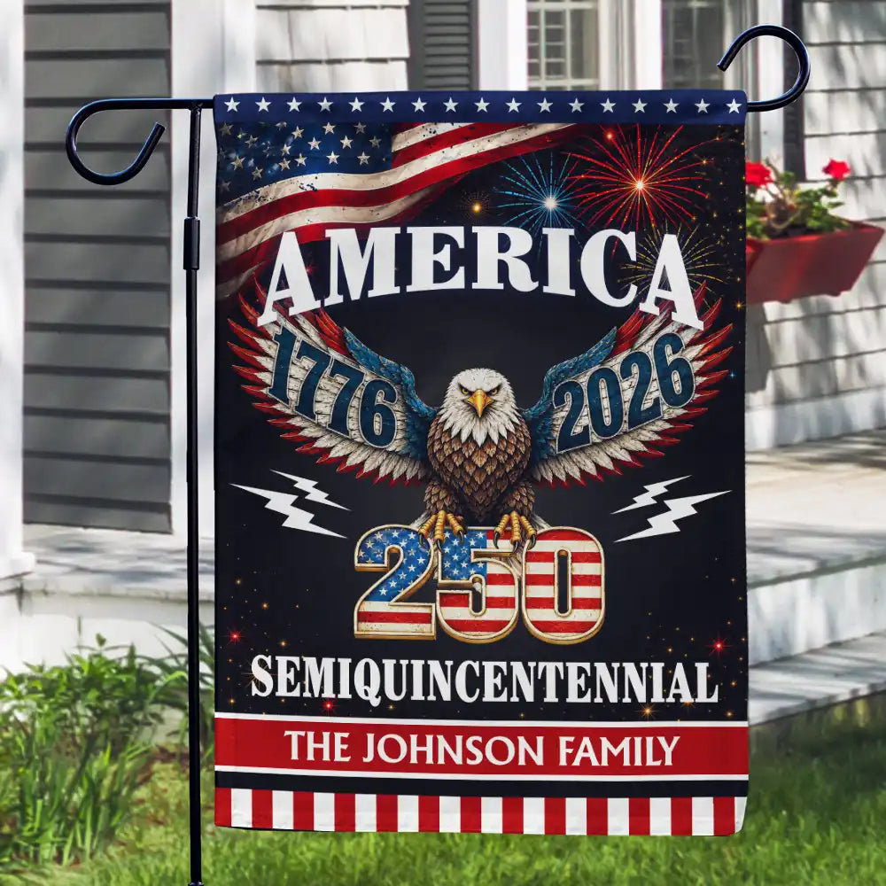 America 250th,Independence Day,Family,Happy,Top Market,Proud - 250 Years America Semiquincentennial - Personalized Flag