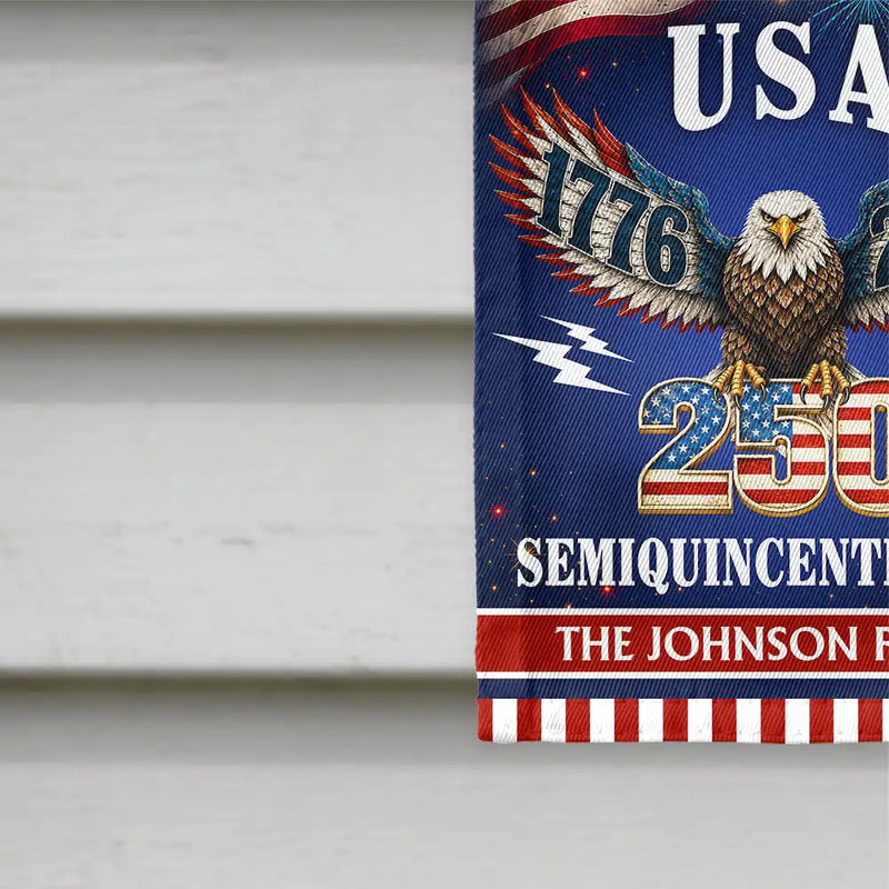 America 250th,Independence Day,Family,Happy,Top Market,Proud - 250 Years America Semiquincentennial - Personalized Flag