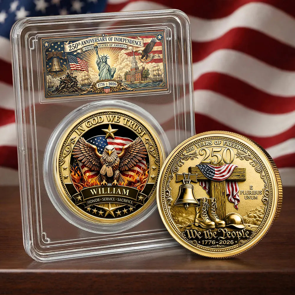 America 250th, Independence Day, Family, Proud, Custom Text - 250 Years Freedom We The People - Personalized Commemorative Keepsake Coin