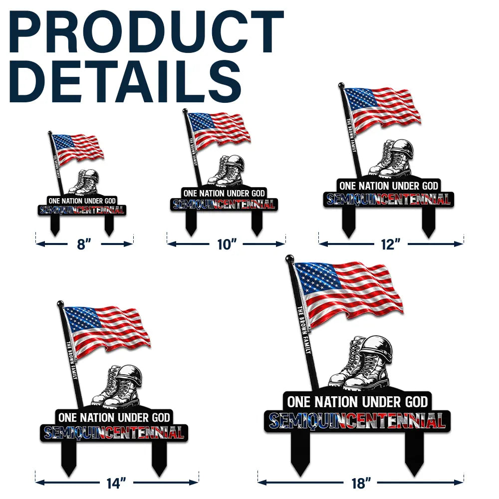 America 250th,Independence Day,Happy,Family,Veteran,Top Market,Icon,Proud - 250 Years Of Defending Liberty - Personalized Metal Garden Stake