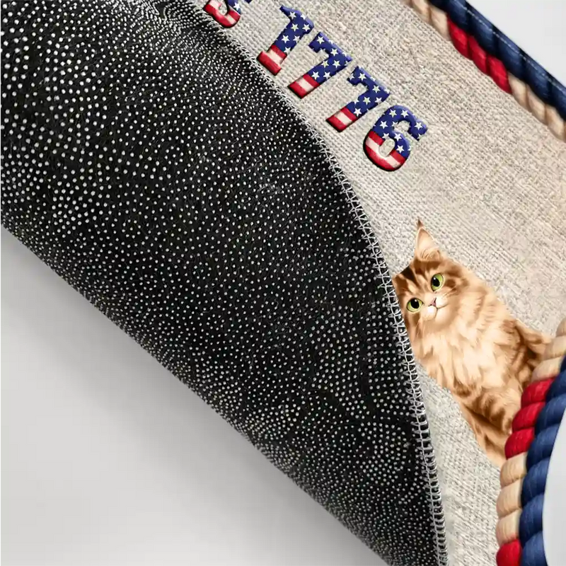 America 250th,Independence Day,Happy,Parents,Family,Dog Lovers,Pet Lovers,Cat Lovers - 250 Years Of Freedom Family Dog Cat - Personalized Doormat