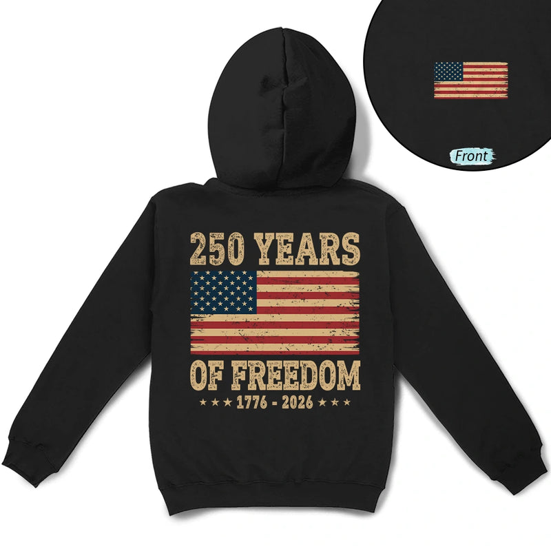 Independence Day,America 250th,Gift For Yourself,Happy,No Custom,Gift For Women,Gift For Men - 250 Years Of Freedom US Flag - T Shirt