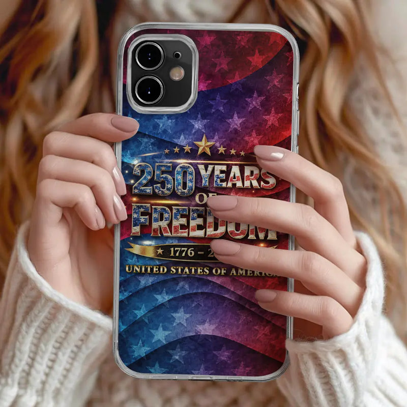 Independence Day,America 250th,Gift For Yourself,Happy,No Custom,Gift For Women,Gift For Men - 250 Years Of Freedom US Independence Day - Clear Phone Case