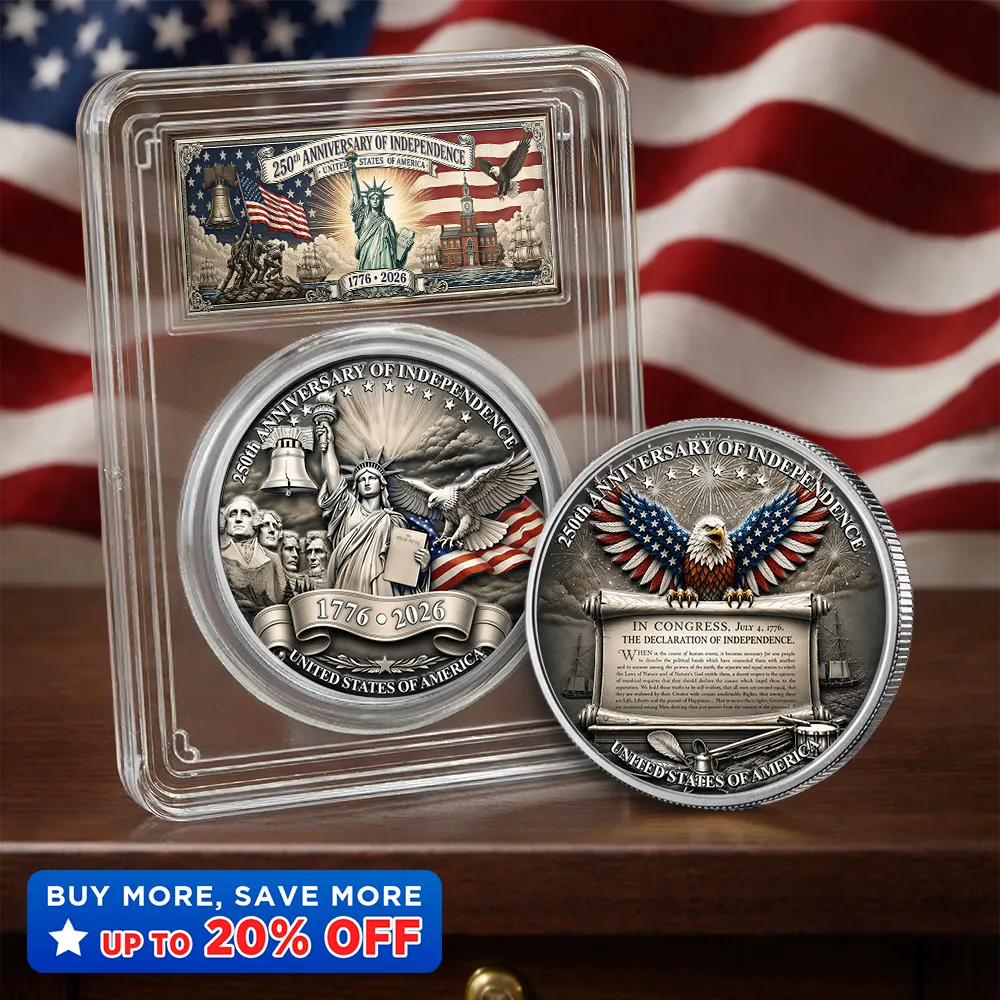 No Custom,America 250th,Independence Day,Gift For Yourself,Happy,Proud - 250 Years Of Freedom Vintage American Eagle - Commemorative Keepsake Coin