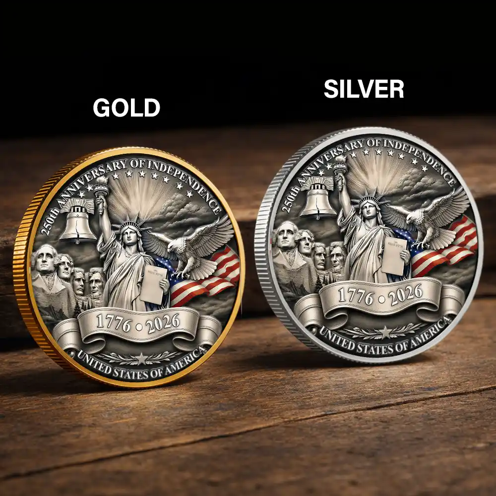 No Custom,America 250th,Independence Day,Gift For Yourself,Happy,Proud - 250 Years Of Freedom Vintage American Eagle - Commemorative Keepsake Coin