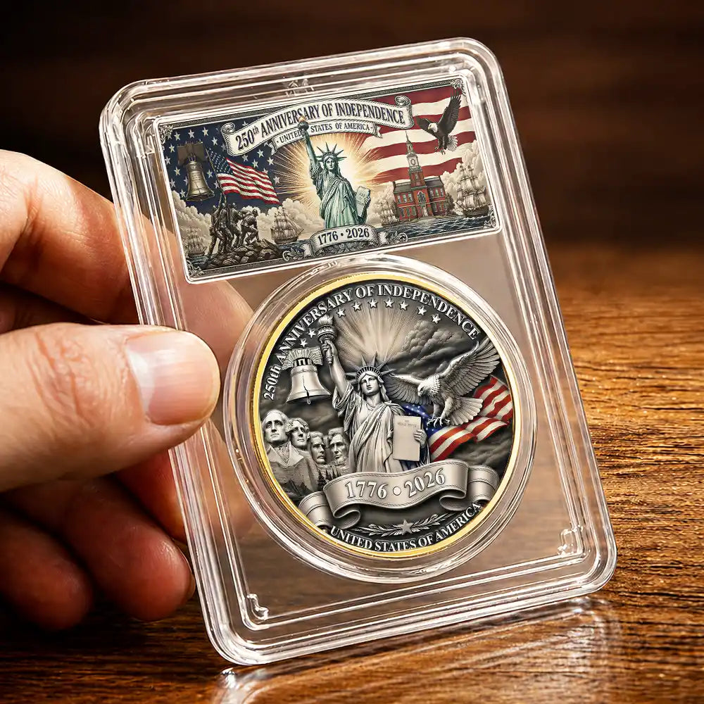 No Custom,America 250th,Independence Day,Gift For Yourself,Happy,Proud - 250 Years Of Freedom Vintage American Eagle - Commemorative Keepsake Coin
