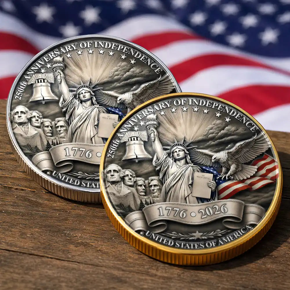No Custom,America 250th,Independence Day,Gift For Yourself,Happy,Proud - 250 Years Of Freedom Vintage American Eagle - Commemorative Keepsake Coin