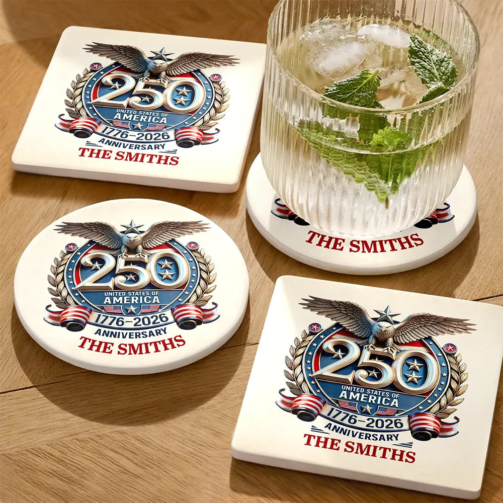 250th Anniversary Eagle US Independence Day - Personalized Ceramic Coaster
