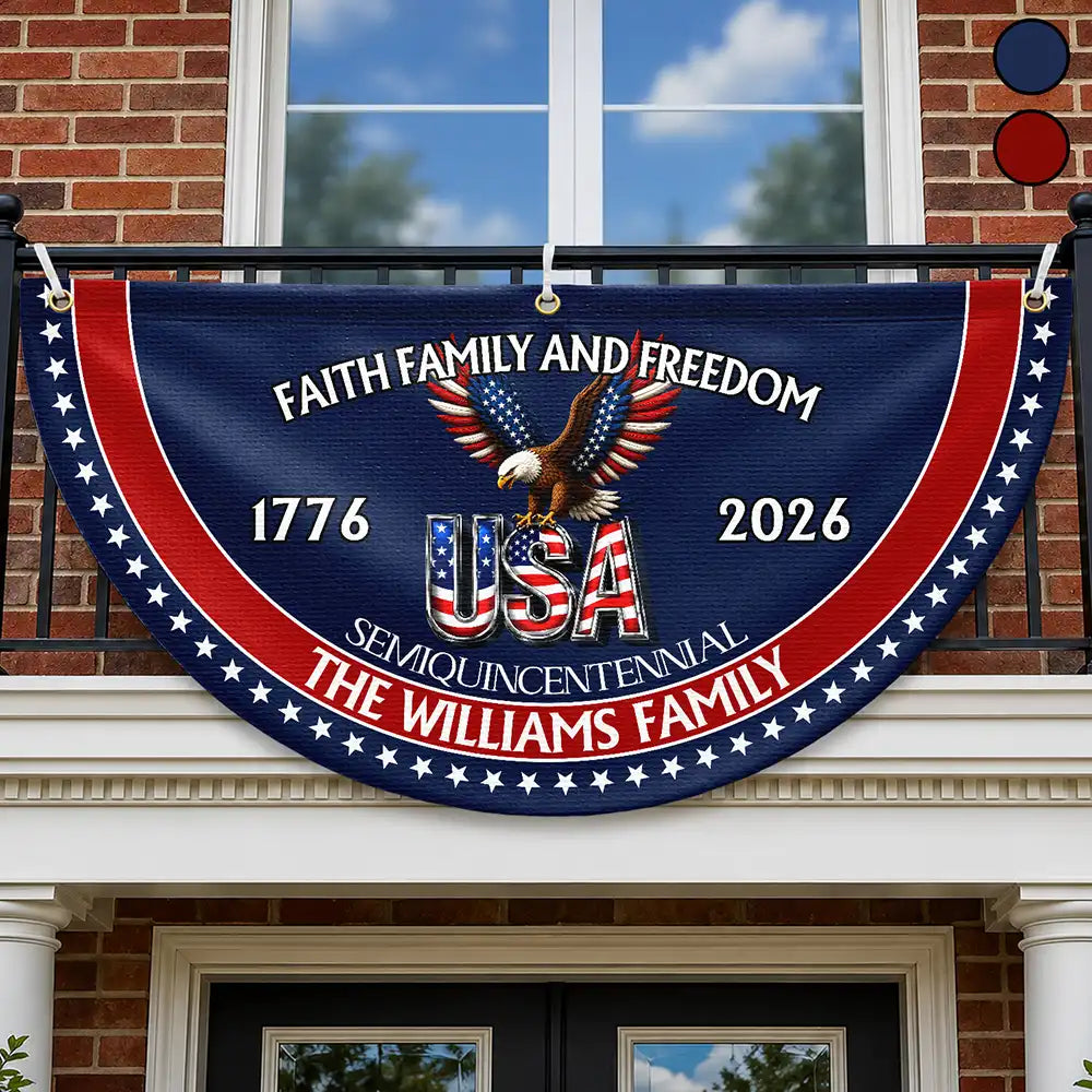 250th Anniversary Faith Family And Freedom - Personalized Non-Pleated Fan Flag