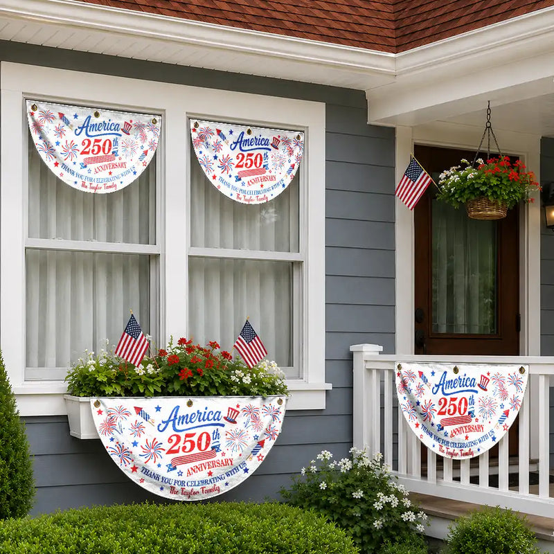 Independence Day,America 250th,Family,Gift For Sibling,Gift For Grandparents,Parents,Proud - 250th Anniversary Thank You For Celebrating With Us - Personalized Non-Pleated Fan Flag