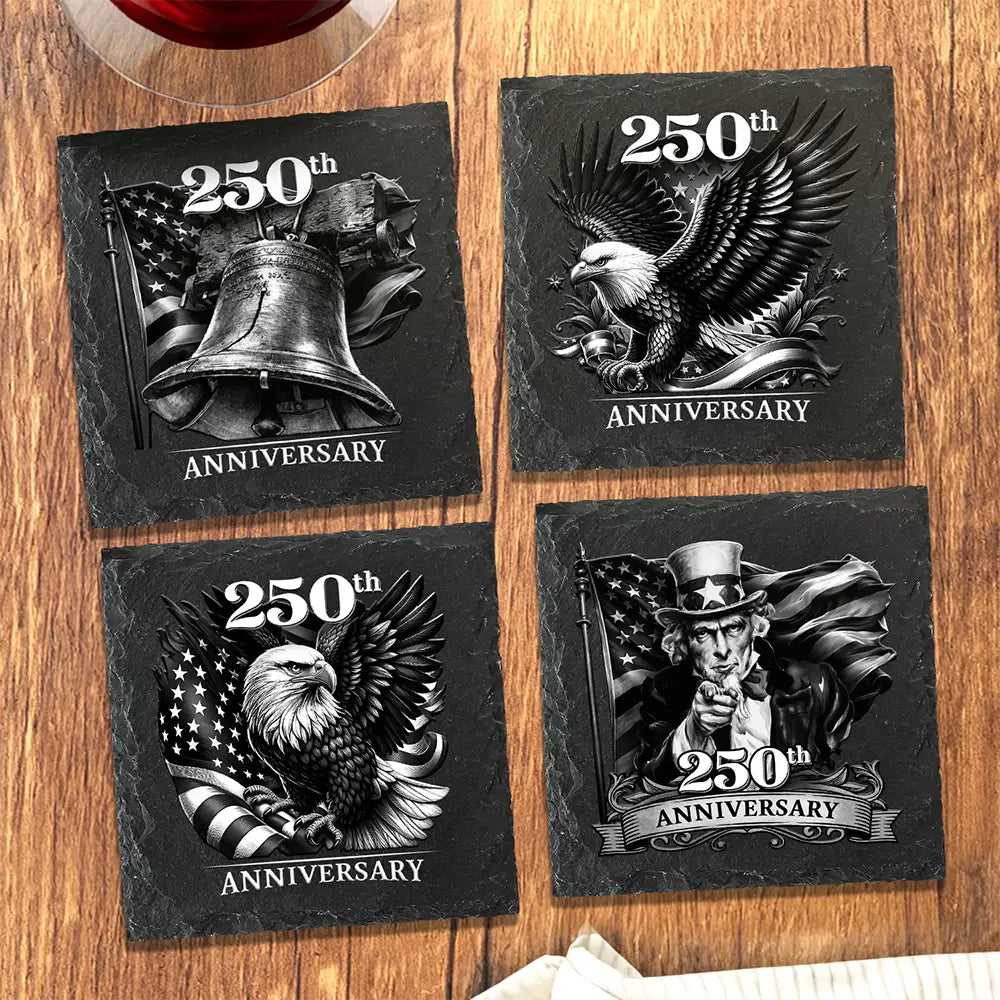 250th Anniversary US Independence Day - Personalized Slate Coaster