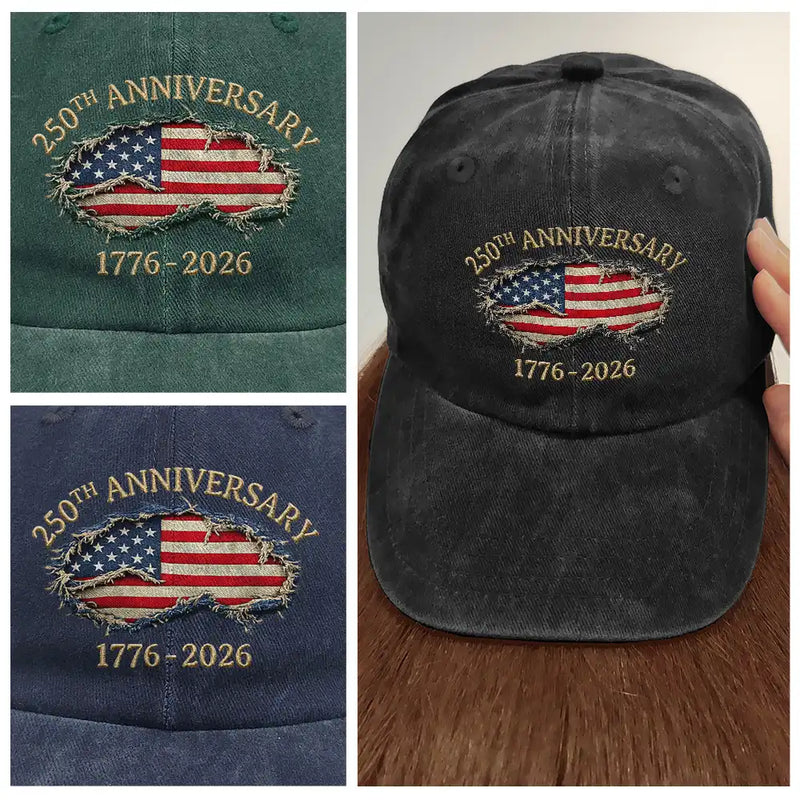 Independence Day,America 250th,Gift For Yourself,Happy,No Custom,Gift For Women,Gift For Men - 250th Anniversary US Independence Day - Vintage Washed Denim Cap
